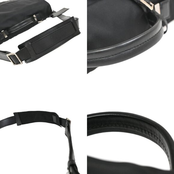 GUCCI Logo Business Shoulder Bag Nylon Leather Black SHW Made in Italy 65KB366 - Picture 9 of 16